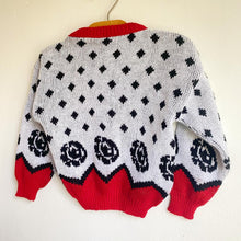 Load image into Gallery viewer, Vintage dalmatian/ rose knitted jumper with cute red trim // 2-3 years 🌹