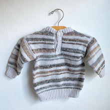 Load image into Gallery viewer, Gorgeous natural tone stripe hand knitted jumper // Approx. 6-9 months