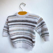 Load image into Gallery viewer, Gorgeous natural tone stripe hand knitted jumper // Approx. 6-9 months