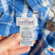 Load image into Gallery viewer, Vintage Arizona tartan blue denim dungarees // 3 years
