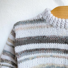 Load image into Gallery viewer, Gorgeous natural tone stripe hand knitted jumper // Approx. 6-9 months