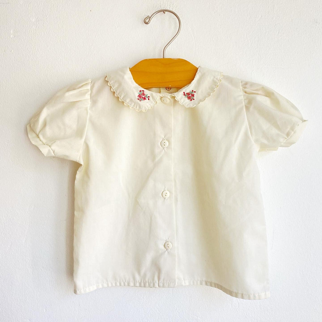 Vintage Adams cream embroidered blouse // 9-12 months 🌼