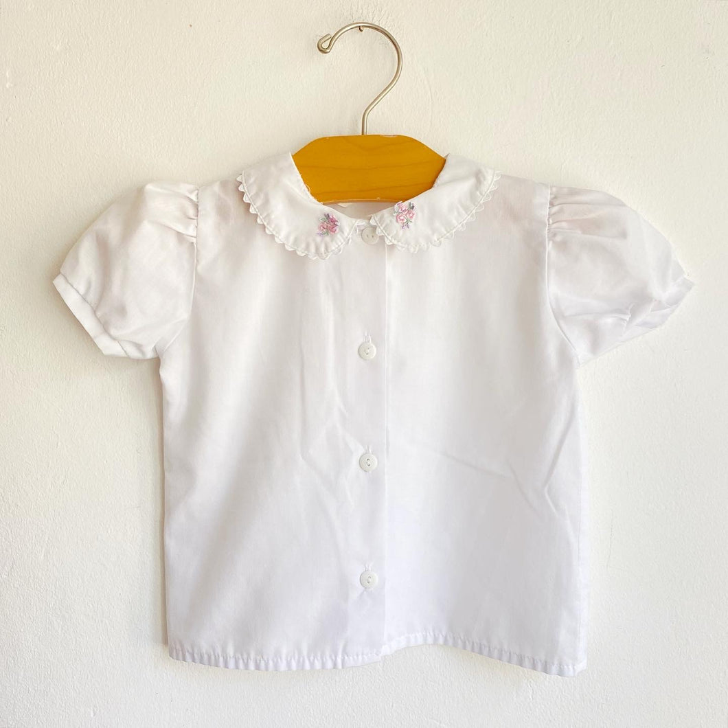 Vintage Adams embroidered collar summer blouse // 9-12 months 🌸