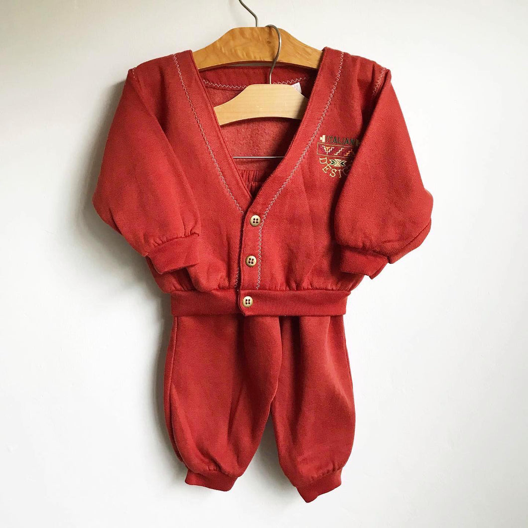 Vintage Yum Yum casual cardigan and trousers tracksuit/ cord // 12-18 months
