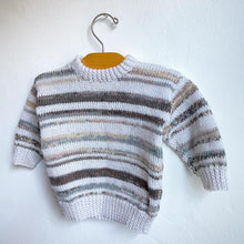 Load image into Gallery viewer, Gorgeous natural tone stripe hand knitted jumper // Approx. 6-9 months
