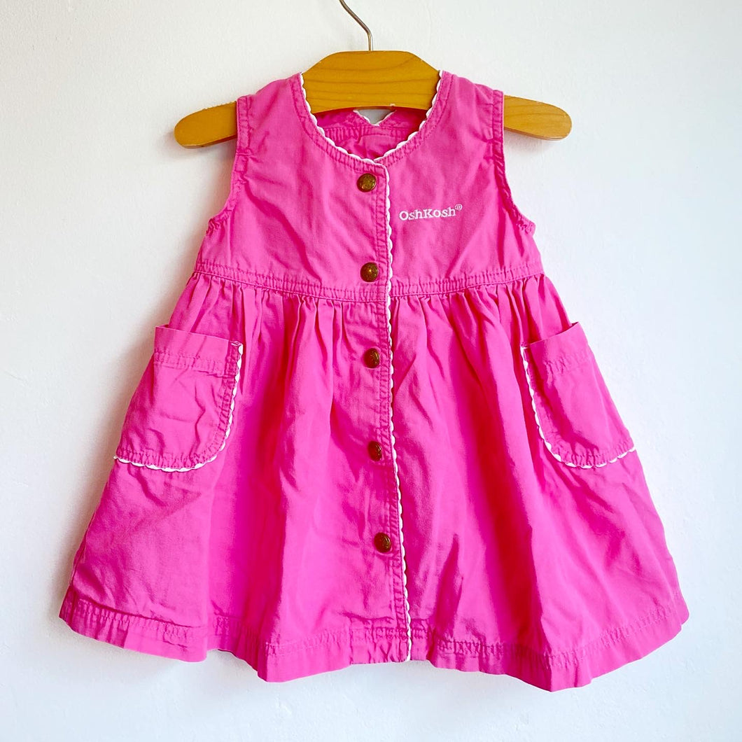 Oshkosh bright pink pinafore dress // 9-12 months 💕