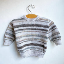 Load image into Gallery viewer, Gorgeous natural tone stripe hand knitted jumper // Approx. 6-9 months
