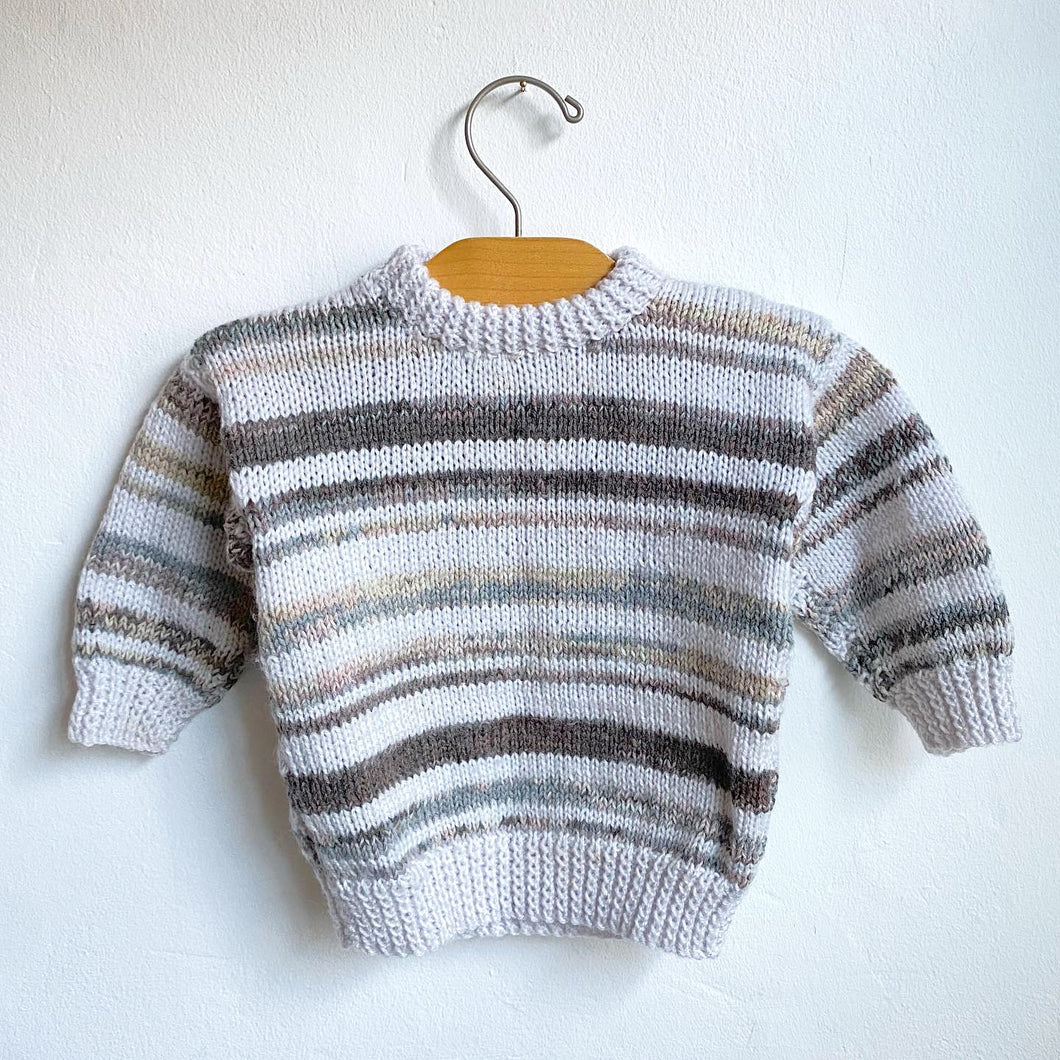 Gorgeous natural tone stripe hand knitted jumper // Approx. 6-9 months
