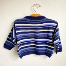Load image into Gallery viewer, Sweet vintage blue stripe knitted jumper // 12-18 months
