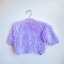 Load image into Gallery viewer, Rad loopy loop lilac fluffy cardi // Approx. 6-9 months* 💜
