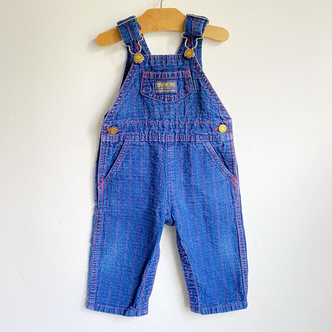 Vintage Oshkosh denim dungarees with sweet red contrast stitching // 12 months*