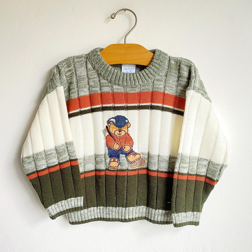 Vintage Mackay’s lumberjack teddy bear knitted jumper // 2-3 years 🐻