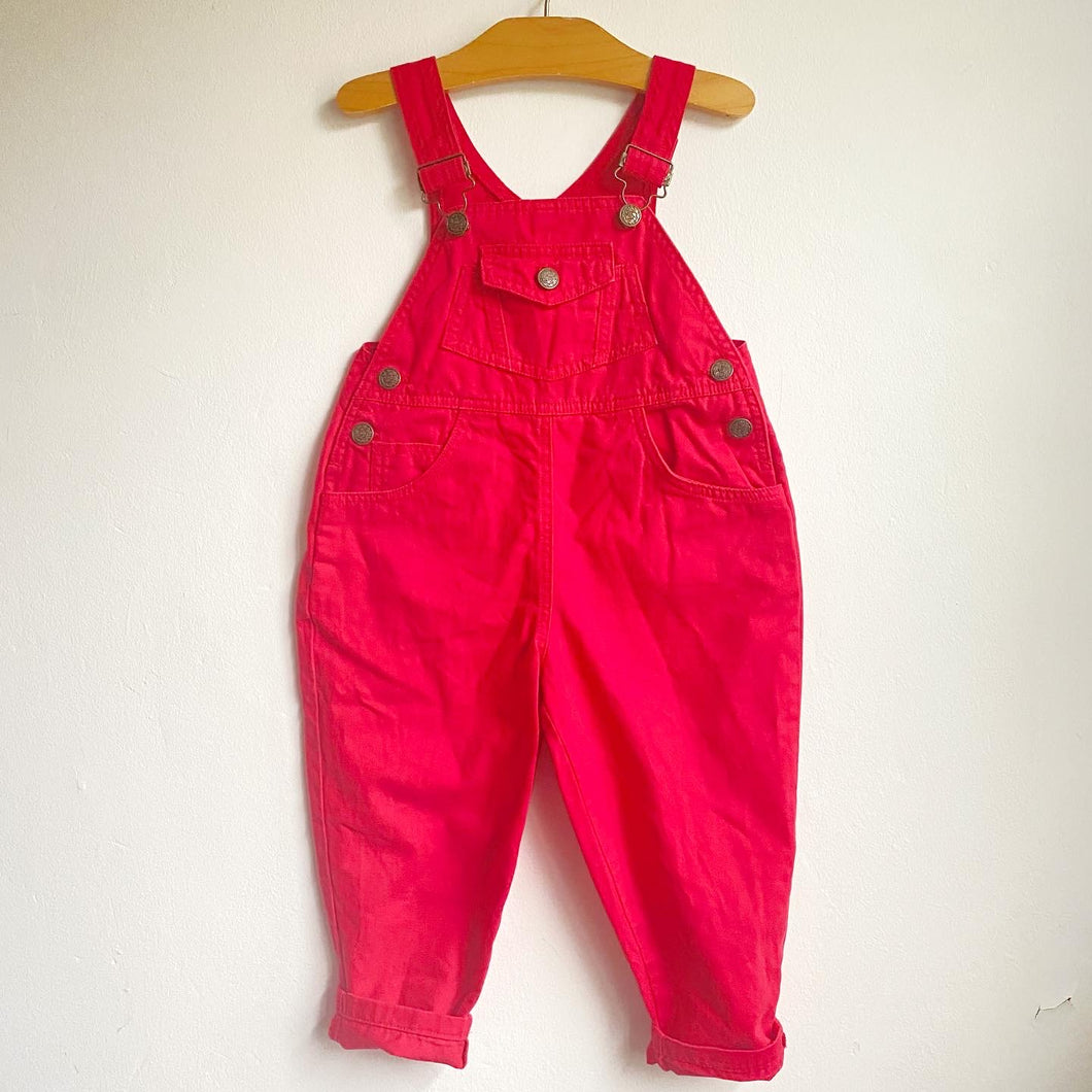 Vintage St. Bernard soft red dungarees // 18-24 months ❤️