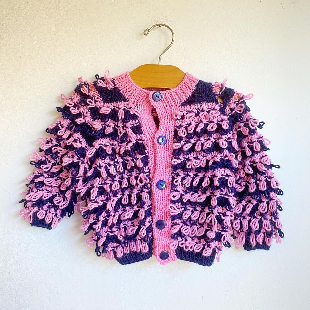 Rad loopy loop baby and pink cardigan // Approx. 9-12 months 💕